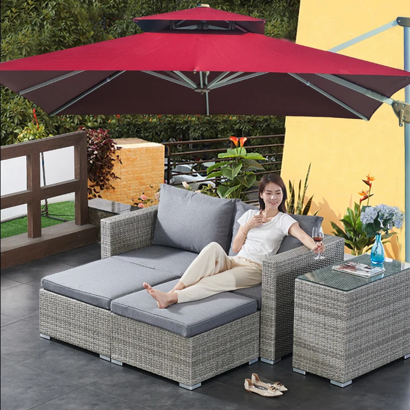 

Outdoor rattan chair sofa balcony leisure rattan sofa lounge chair combination hotel club rattan table and chair courtyard villa