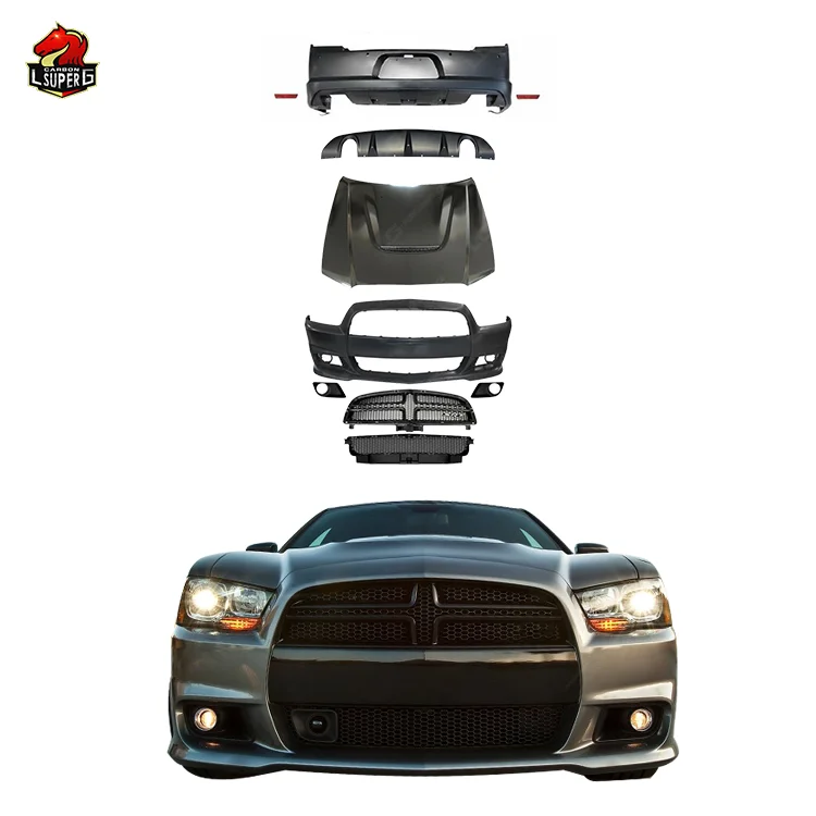 High Quality Car Body Kit For Dodge Charger Facelift SRT Style Front Rear Bumper Engine Hood Year 2008-2014