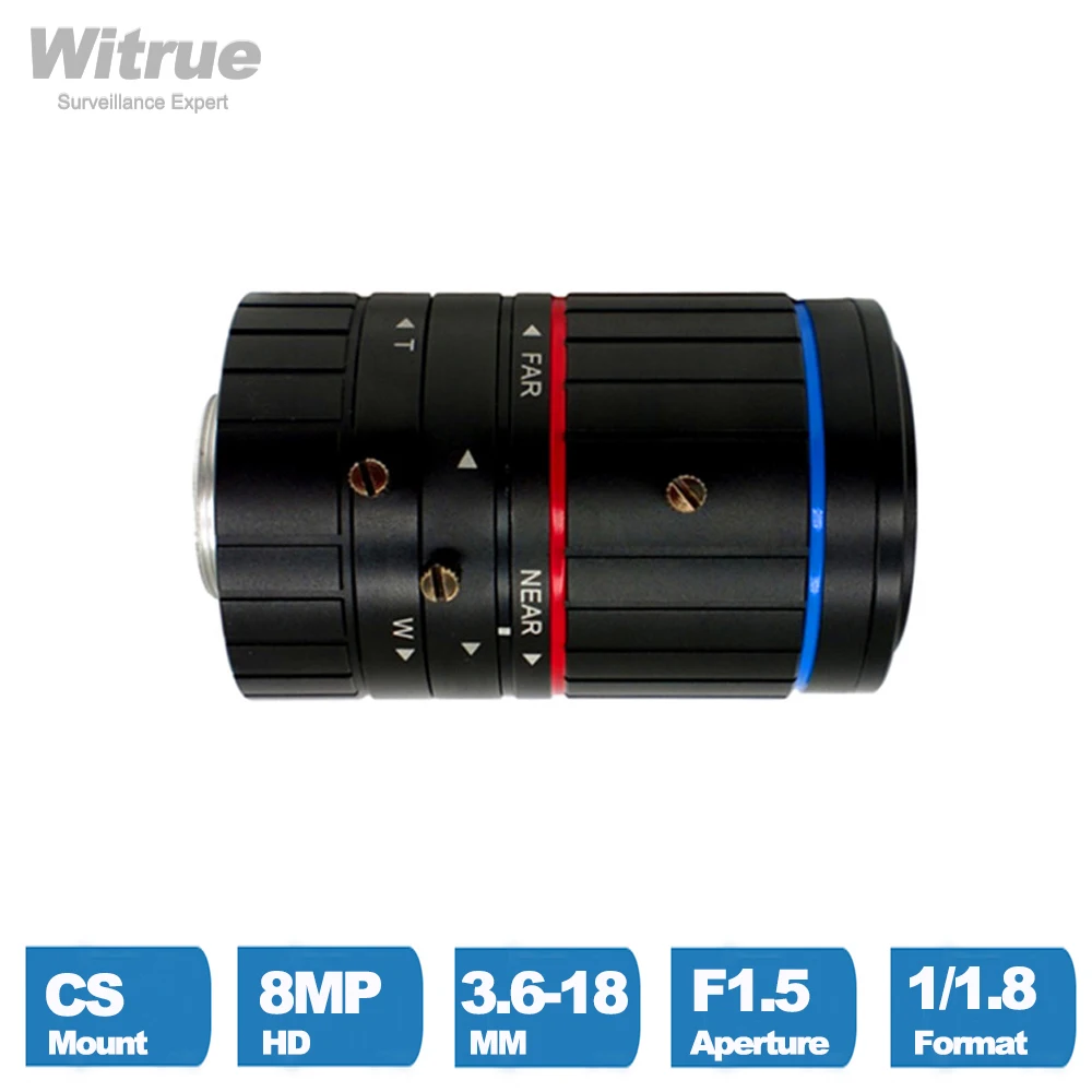 Witrue Varifocal Lens HD 4K 8 Megapixel CS Mount 3.8-16MM 1/1.8  F1.5 for Sony IMX226/334 Face Recognition Box Cameras