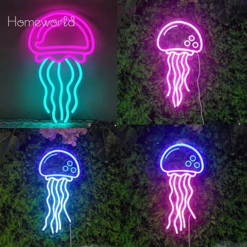 

Неоновая вывеска в виде медузы, USB неоновый свет с регулируемой яркостью для спальни, игровой комнаты, аквариума, украшения детской комнаты, персонализированные подарки
