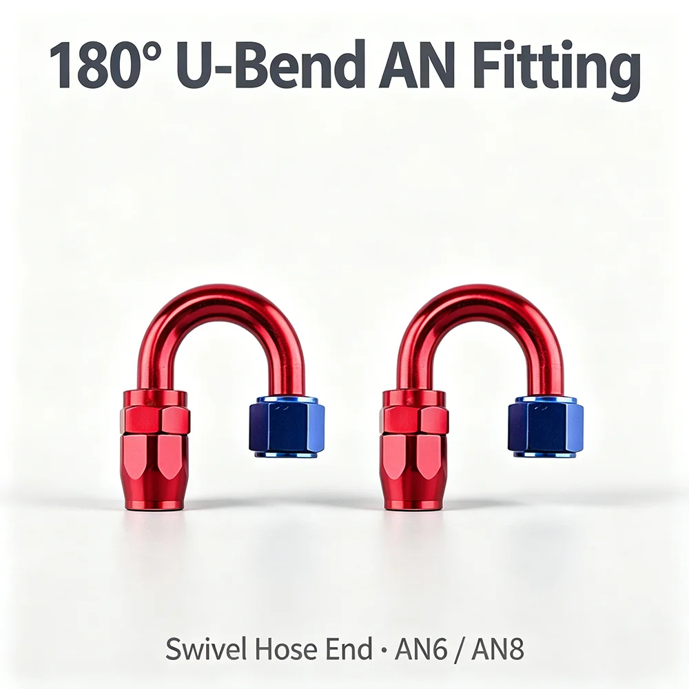 Aluminum Alloy Quick Coupling for Automotive Radiator Cold Connections - Pipe Conversion Fitting AN4 to AN16 (0° to 180°)
