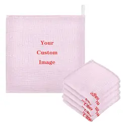 3/5PCS Baby Cotton Bath Towel Custom 4-Layer Gauze Face Washcloth Squares Hand Wipe Newborn Bathing Feeding Kids Handkerchief