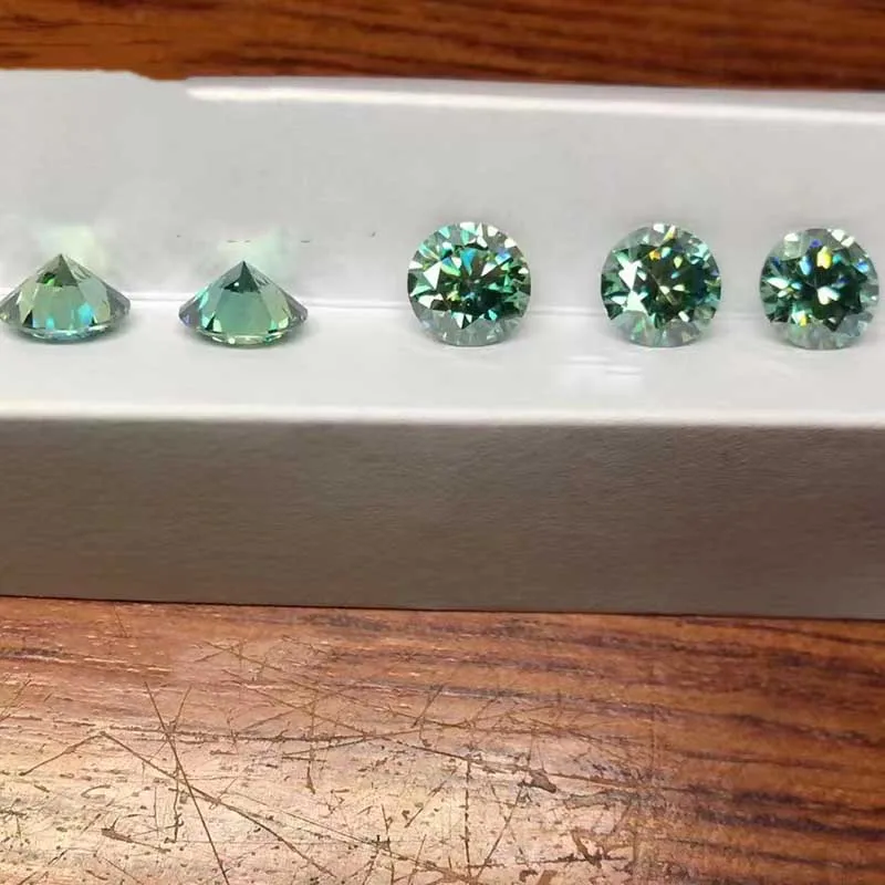 0.5-5ct Dark Blue Green Color Round Moissanite Loose Stones 8 Heart 8 Arrow Pass Tester Synthesis Moissanite for Diy Jewelry