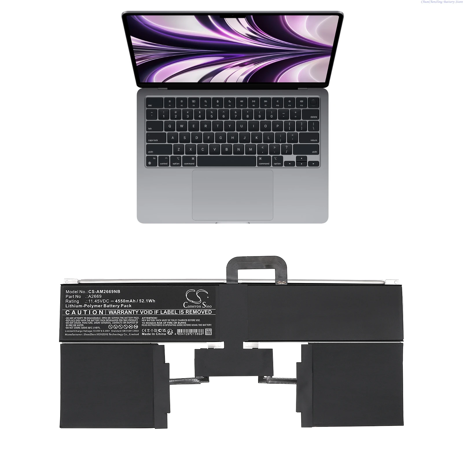 Cameron Sino 11.45V 4550mAh Replacement Battery A2669 661-26150 for Apple Macbook Air 13