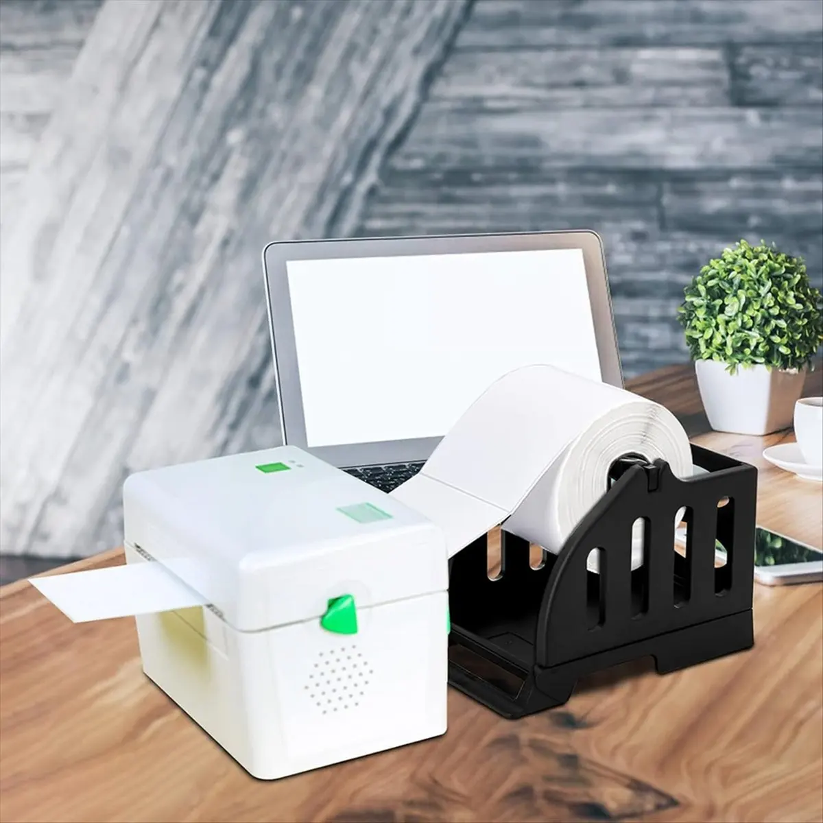2 Pcs Label Roll Holder, Thermal Label Holder for Rolls and Fan-Fold Labels, Desktop Label Printer Accessory