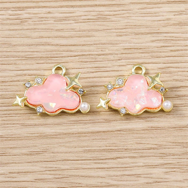 5 Stück 20 x 15 mm niedliche bunte Kristallwolken Charms Anhänger für Schmuckherstellung Tropfen Ohrringe Halsketten Armbänder Zubehör Geschenke – Detail 3