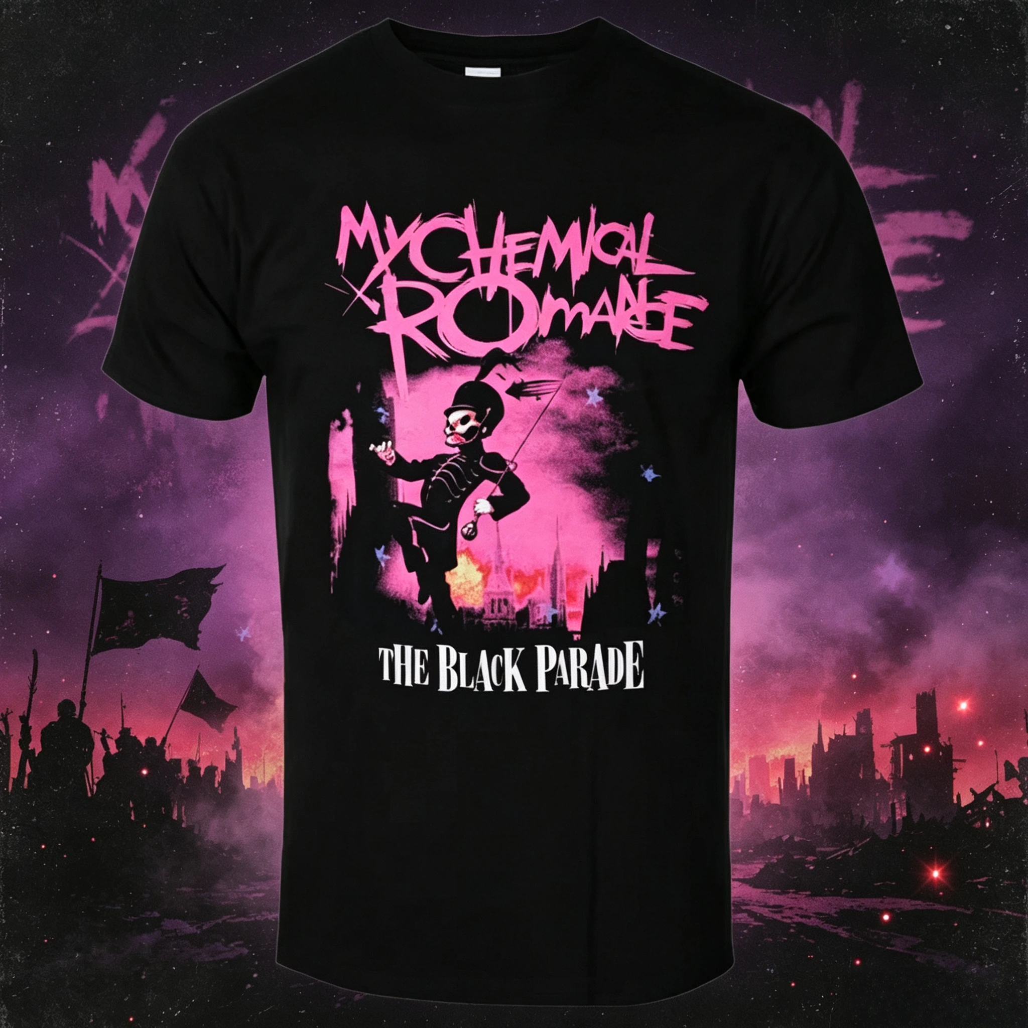Vintage My Chemical Romance T Shirt Emo Punk Rock Band Graphic Tee Unisex Cotton Casual Crew Neck Music Fan Short Sleeve Top