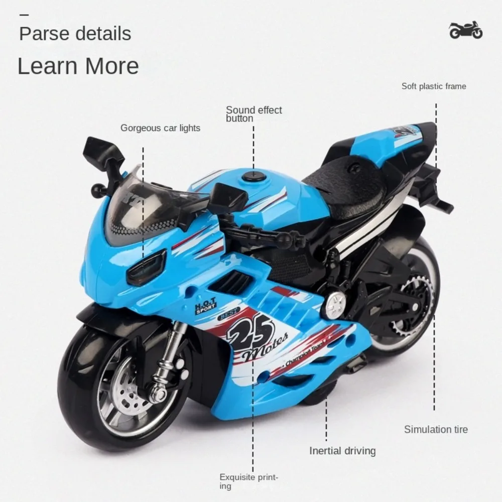 لعبة دراجة نارية موسيقية، نموذج سيارة سباق، ألعاب دراجات نارية بلاستيكية صغيرة مع أضواء وموسيقى، سيارة رياضية للأطفال