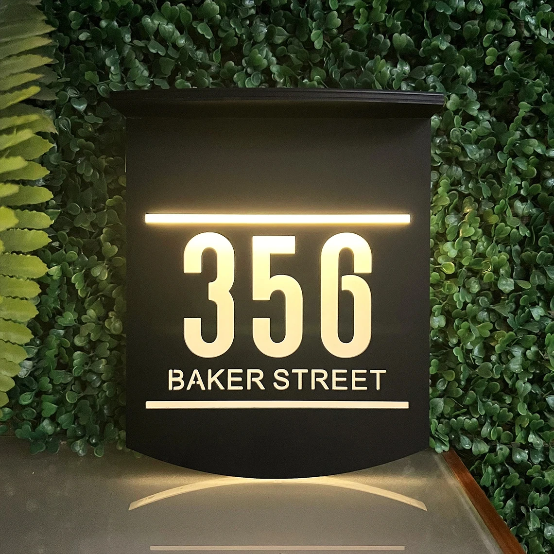 Customized Outdoor Solar House Sign LED Illuminated Laser Cut Acrylic House Numbers Personalized Exterior Family Address Sign