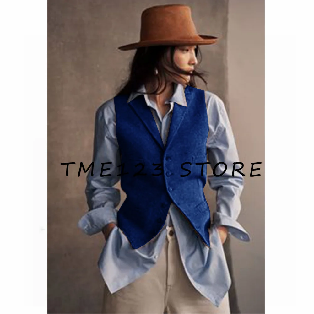 Wool Women\'s Vest Sleeveless Single Breasted V-neck Business Casual Vests for Women Korea Dongdaemun Winter Coats Store Jackets