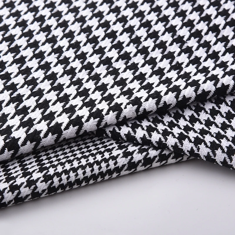 Tela de Lino con Diseño de Pata de Gallo de 150 cm x 50 cm y 400 g/m² para Abrigos, Faldas, Cojines, Almohadas, Ropa, Tweed, Material de Costura DIY