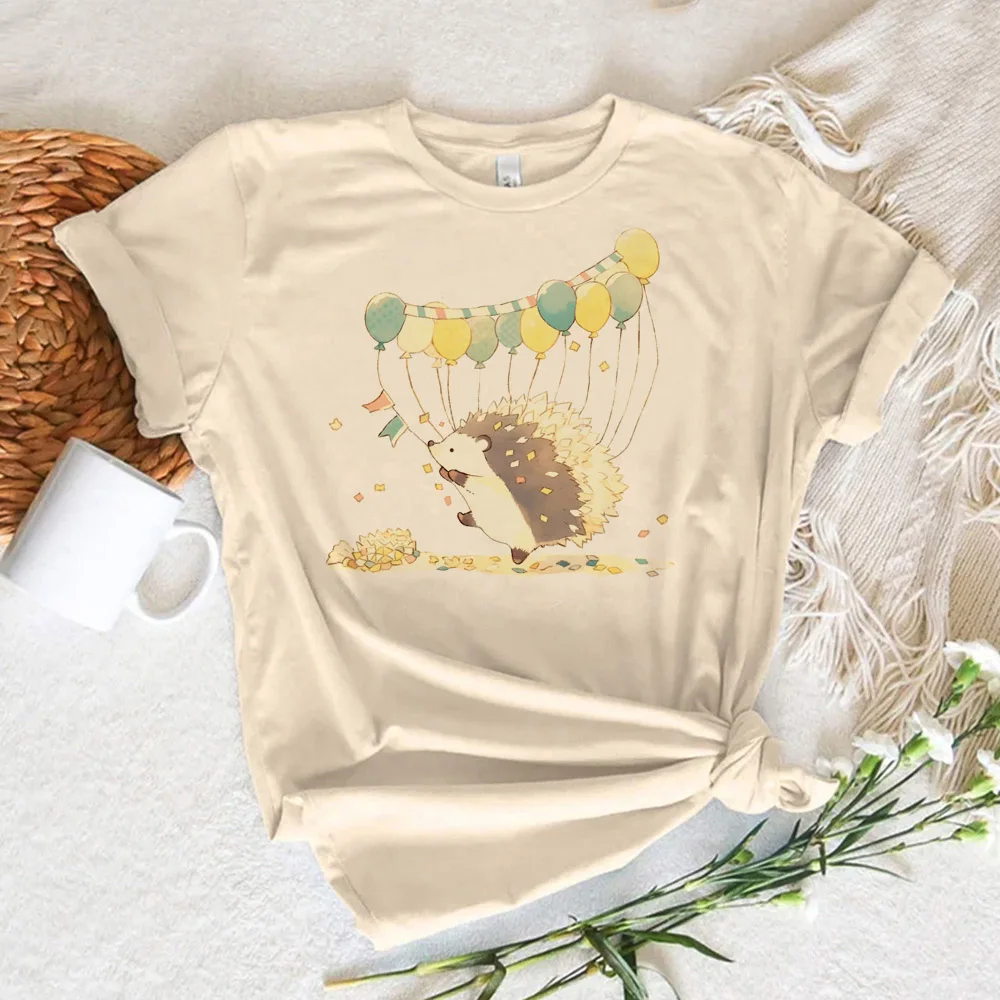 

Hedgehog Tee women designer funny harajuku top female streetwear designer Japanese clothes