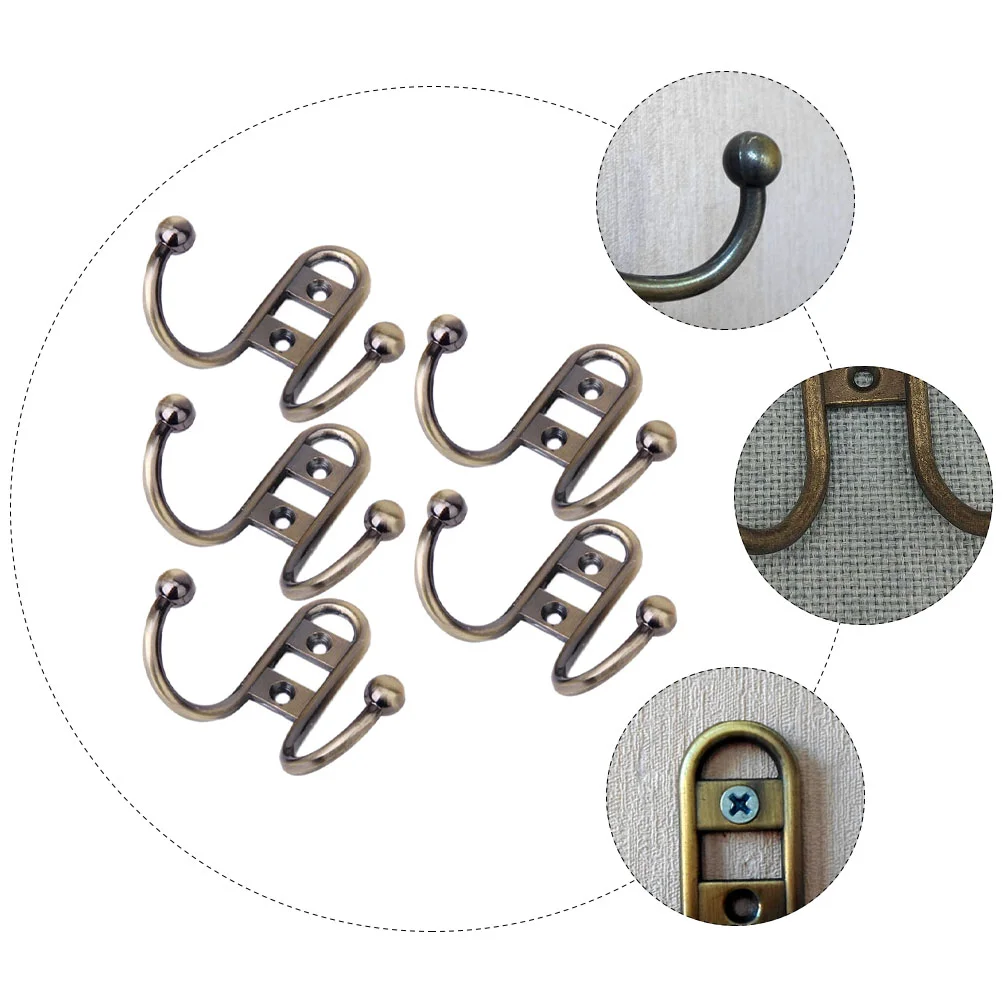 

5 Pcs Hook up Heavy Duty Hooks Wall for Coat Hat Mount Zinc Alloy Metal Door Cabinet Hanger