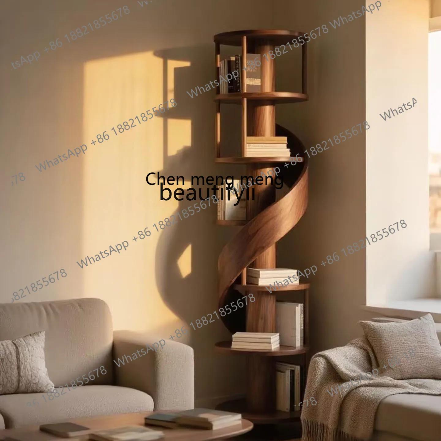 

E153 North American Black Walnut Bookshelf Vintage Style Light Luxury Solid Wood Display Shelf Creative Floor Storage Rack