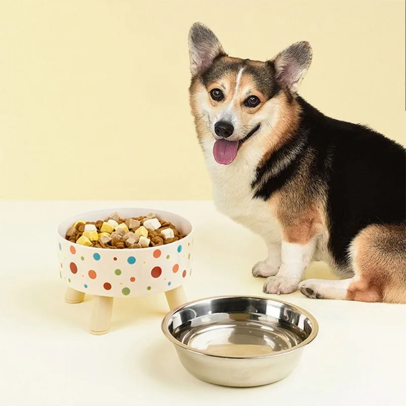 

Dog Food Bowl Stainless Steel Pet Feeder Puppy Water Food Container Anti-slip Elevated Cat Food Bowl Dog Accessory Pet Supplies