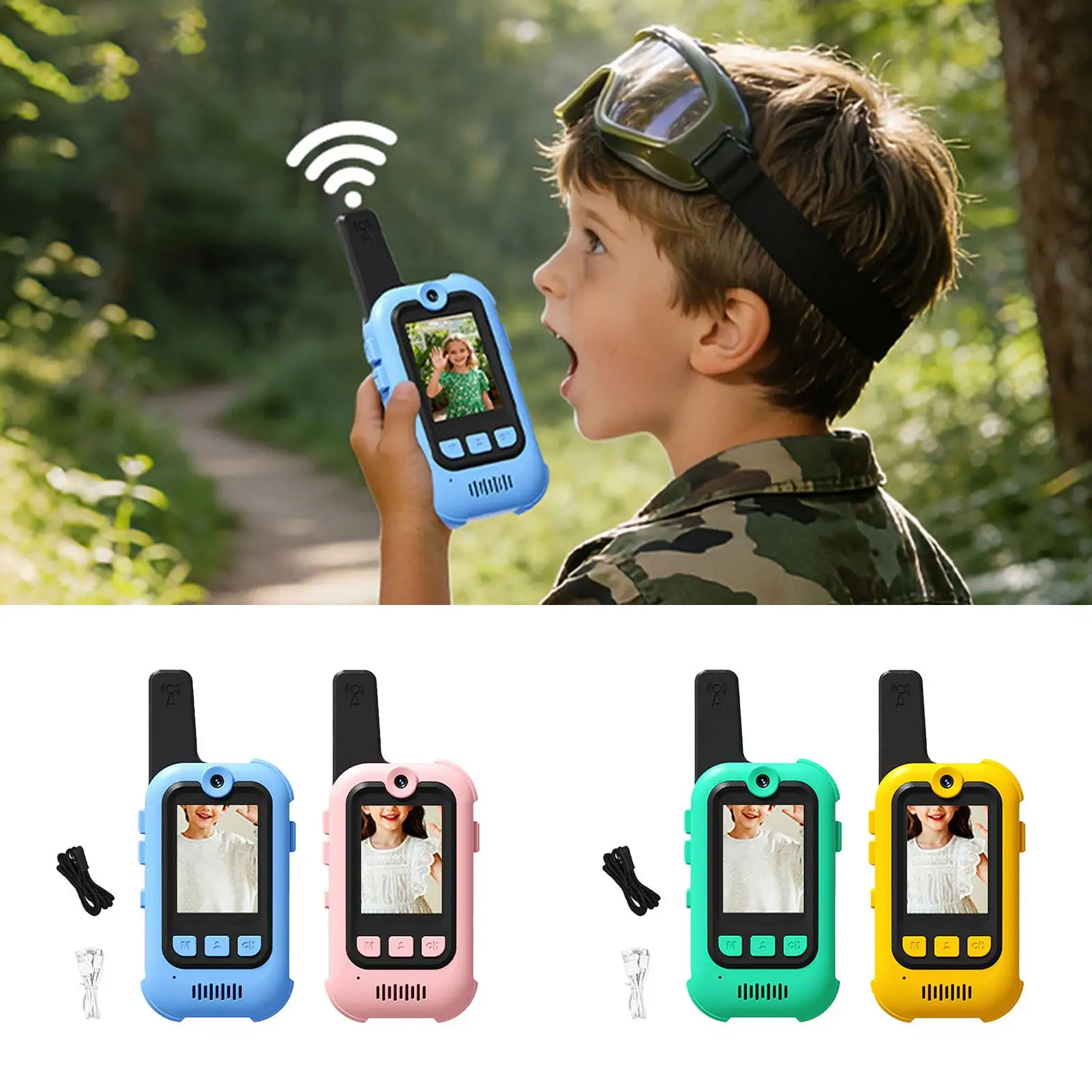Kids Walkie Talkies Voice Changer Rechargeable Toys Battery Operated Video Walkie Talkies for Teens Boys Girls Outdoor Camping
