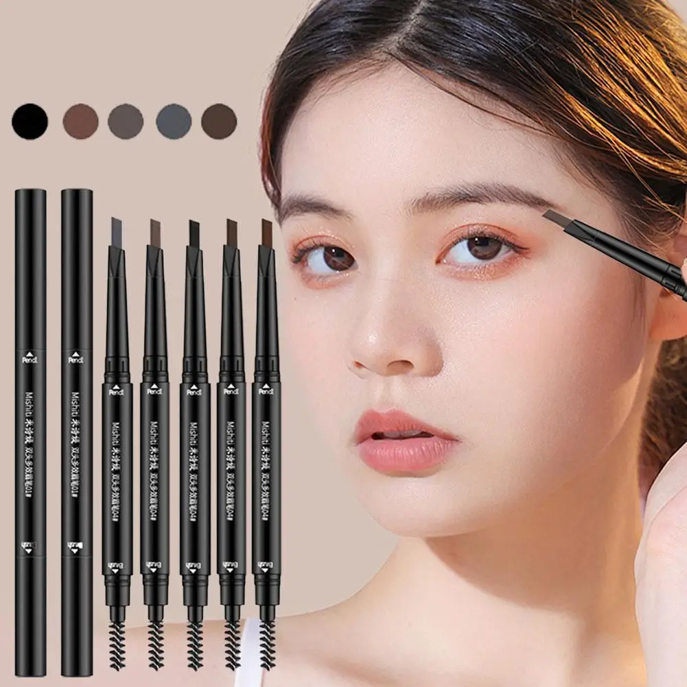 5 Color Double Ended Eyebrow Pencil Waterproof Long Brow Pen Makeup Lasting Tattoo Triangle No Blooming Rotatable Eye B3L8