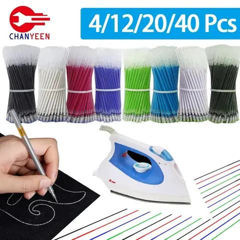 4-40 adet yüksek sıcaklık kaybolan kumaş işaretleme kalemi silinebilir dolum kalemleri Patchwork kumaş PU deri işareti dikiş araçları