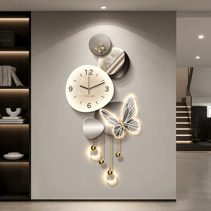 Modern Light Luxury Butterfly Wall Decor Accent Panel LED Display Furnish Asymmetrical Hanging Wall Art for Entryway & Corridor