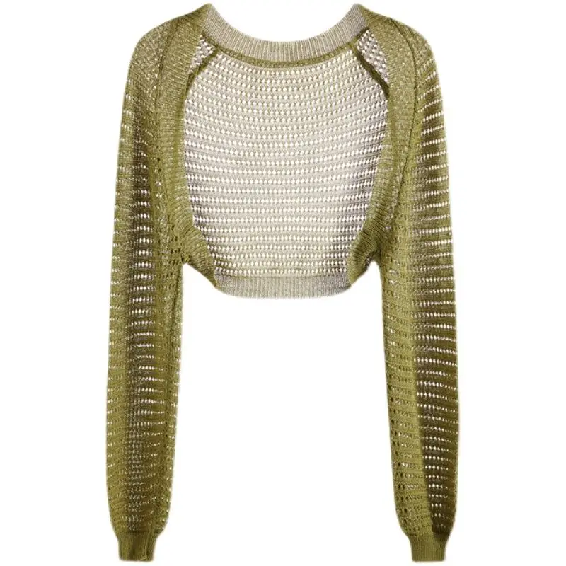 

Тонкий кардиган с защитой от солнца, Женский Короткий Повседневный индивидуальный вязаный жакет, женские топы, женская одежда на лето