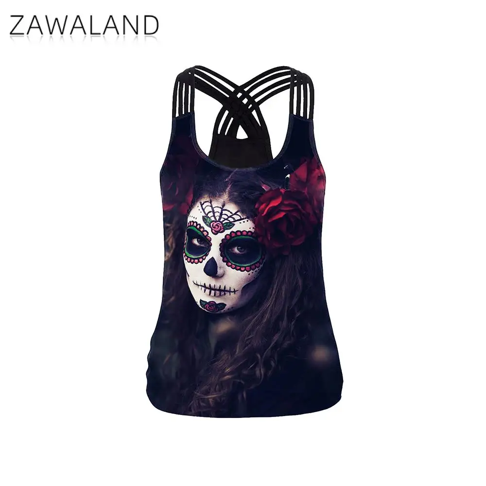 ZAWALAND-Costumes d'Halloween pour Femme, Précieux Haut d'Été, T-Shirt Sexy avec Croix, Motif Imprimé, Cosplay, Glaçure, 7.5