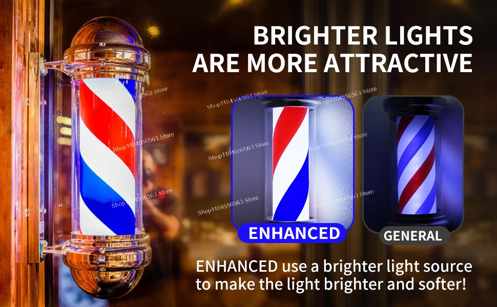Hair Salon Lamp 22.8 Inch Wall Rotating Weather Proof LED Salon Light Red White Blue Stripes Barber Shop Pole