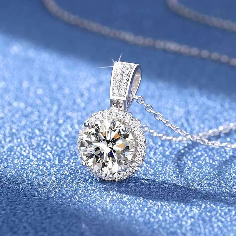 2ct Moissanite Tennis Necklace for Woman Wedding Jewely with Certificate 925 Sterling Sliver Plated 18k White Gold Necklace 2
