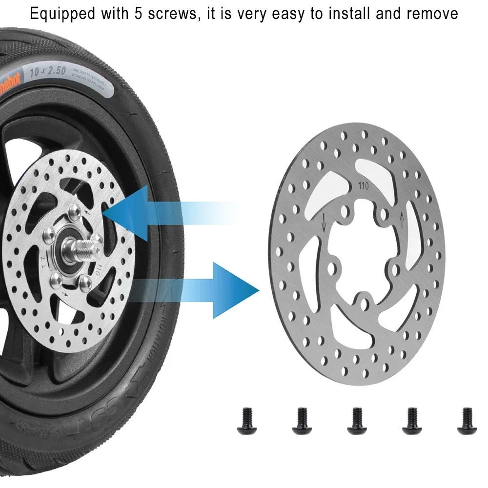 110mm Brake Disc for Ninebot F2 Electric Scooter Front Wheel Stainless Steel Rotor Pad 5 Holes with 5 Screws Replacement Parts