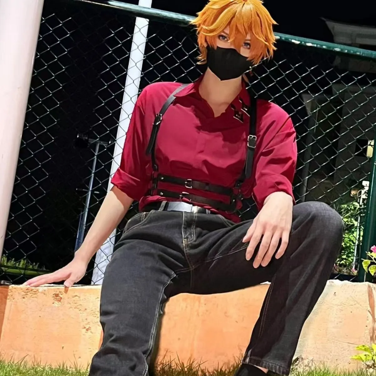 Anime Comic Party Men PU Leather Coser Harness Adjustable Body Belt for Man Cosplay Samurai Accessory Costumes