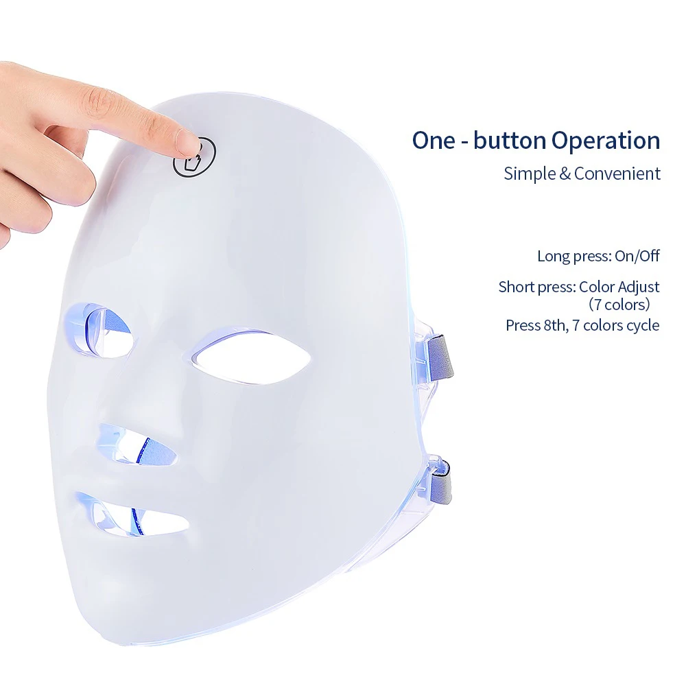 Rechargeable Facial LED Mask 7 Colors LED Photon Therapy Beauty Mask Skin Rejuvenation Home Face Lifting Whitening Beauty Device - AliExpress 66