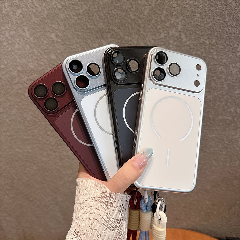Luxuriöse Beschichtung für Magsafe Magnetische Hülle für iPhone Air 18 17 16 15 14 13 12 11 Pro Max mit Linsenschutz, Stoßfester Abdeckung und Trageband – Detail 2