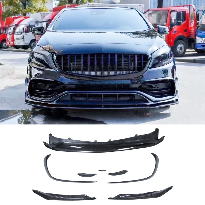Popular Promotional Carbon Fiber CLA45 Front Bumper Sp Lip air Canards Body Kit Spoiler for  W176 CLA45 16-19