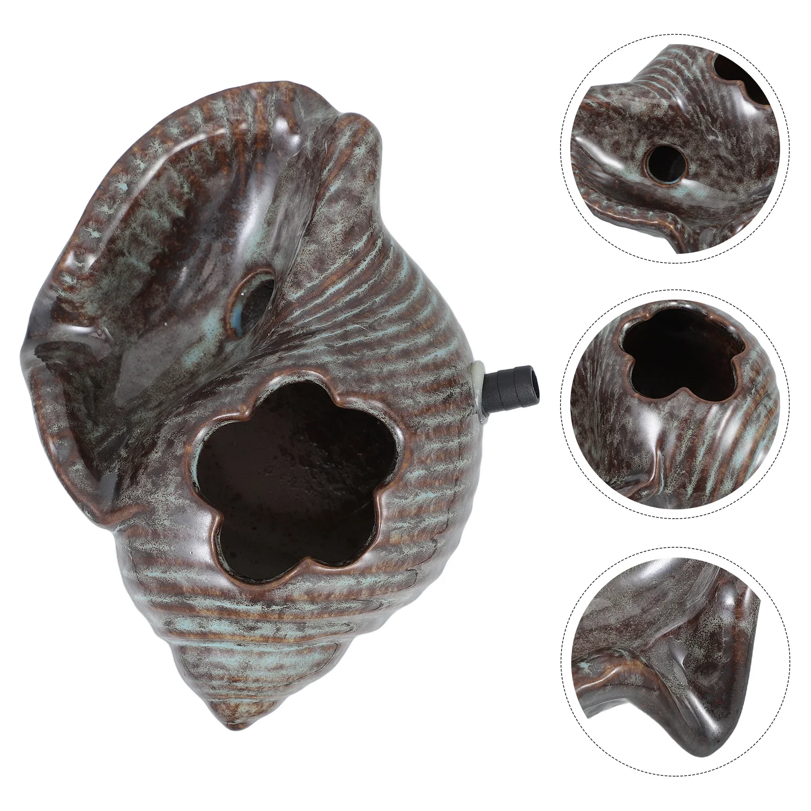 

V-Shaped Outlet Ceramic Conch Water Spitter for Fish Tank Garden Fountain Outdoor Pond Decorative Landscape Water Feature