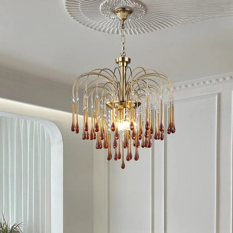 Люстра для гостиной, змеевая лампа, французская ретро-лампа, креативное моделирование капель воды