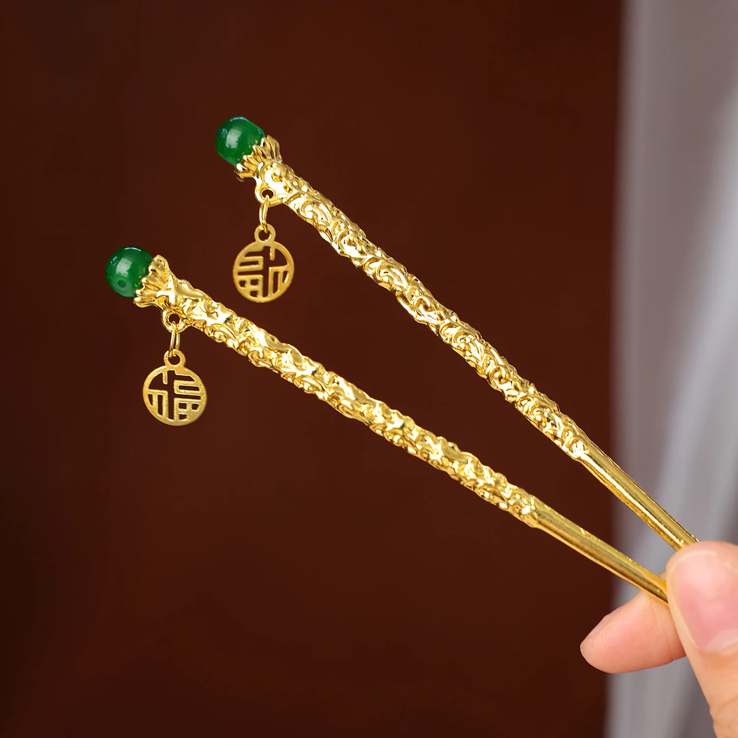 1pair Bridal Hair Stick Traditional Chinese Wedding Hair Accessory Gold Plating Bun Hairpin Retro Hanfu Ceremony Hair Jewelry