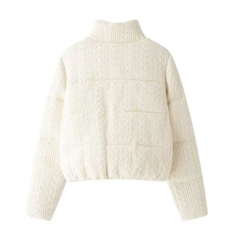 Chaqueta de Invierno 2024 para Mujer, uesa, Tejida, Hoada, Versátil, de Manga Larga, con Cierre de Cremallera, Mezcla de ...