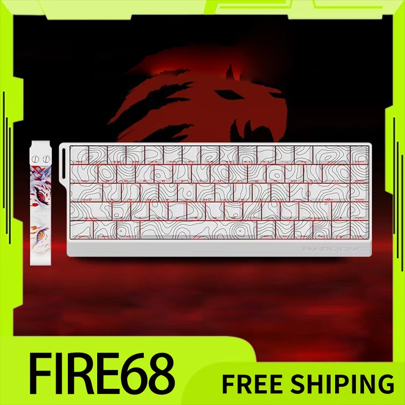 Madlions Fire68 Ultra Mechanical Keyboard Wired 68key Hot-Swap Esports Magnetic Axis E-Sports Gaming Keyboard For Custom Gifts