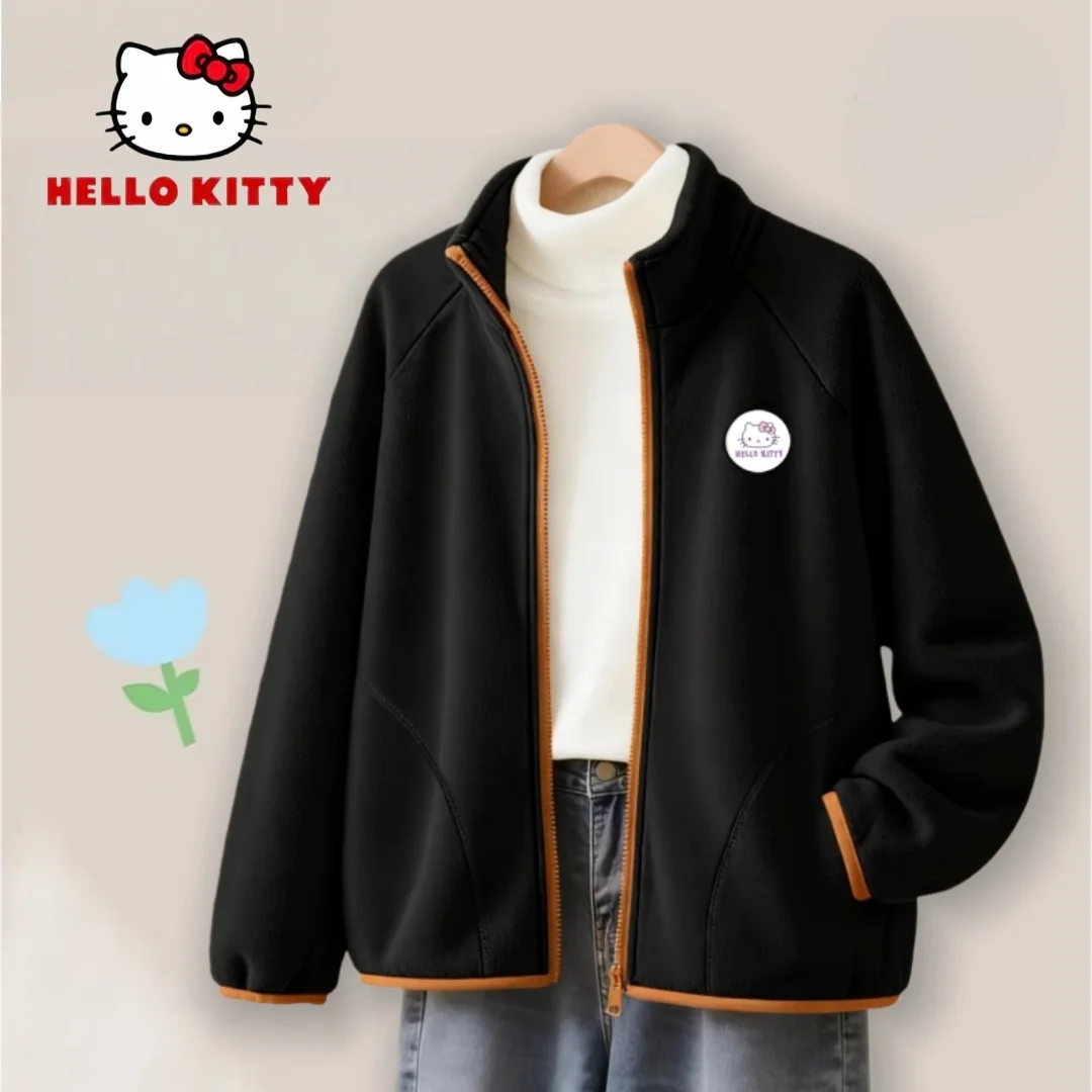 مرحبا كيتي الاطفال جاكيت من الصوف الخريف الشتاء الدفء حفظ أفخم بطانة ملابس خارجية لون الحلوى مقاومة البرد سترة سترة