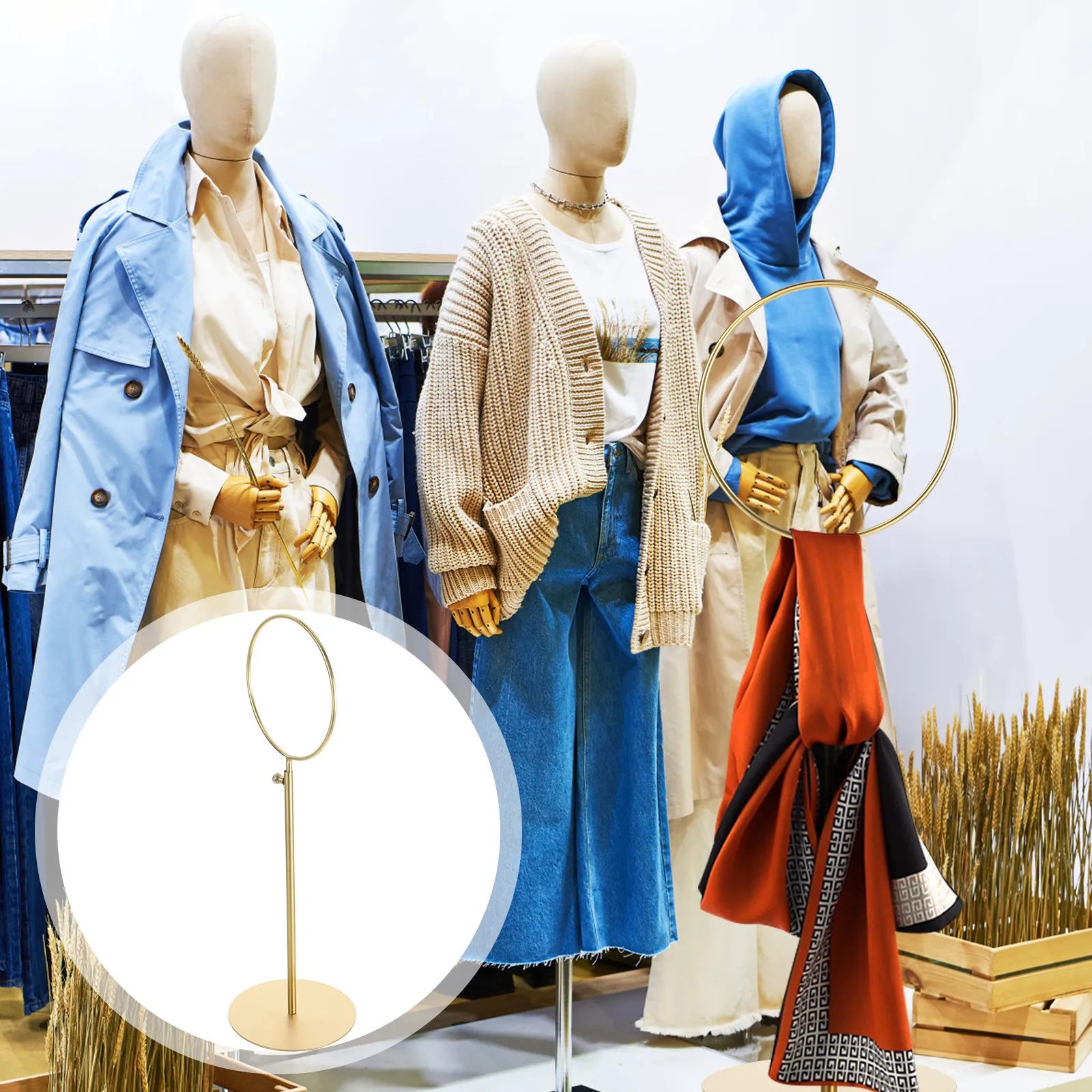 

Stainless Steel Scarf Storage Rack Adjustable Scarf Holder Organizer Metal Display Stand for Store Scarves Shawls Ties