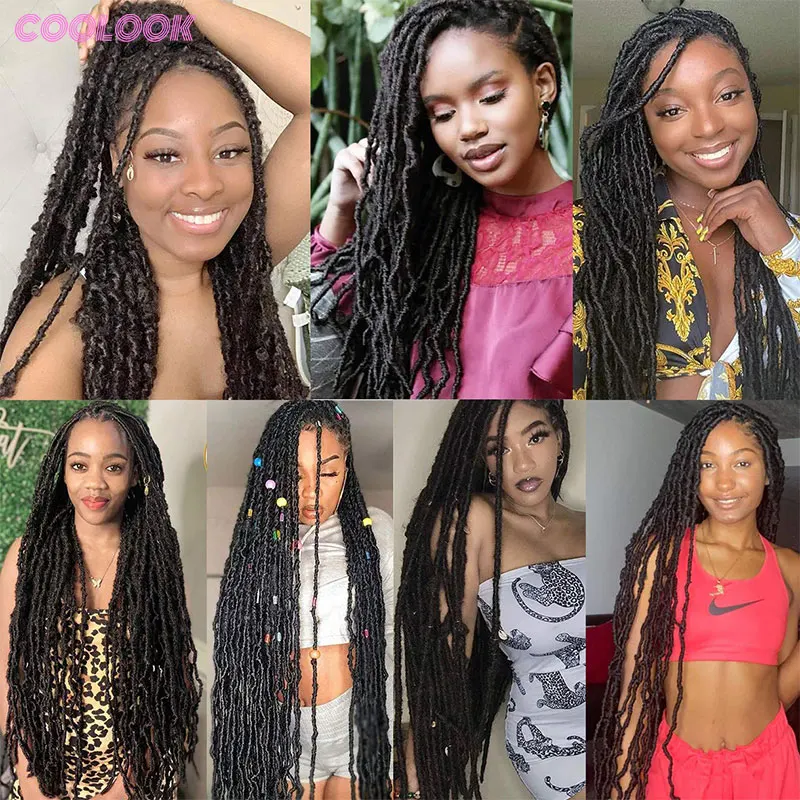 Full Lace Synthetic Box Braided Wigs Butterfly Locs Braids 40" Super Long Knotless Goddess Braids Dreadlocks Wig For Black Women