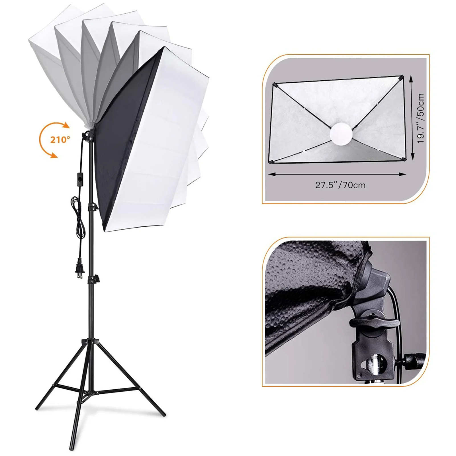 Camnoon Studio Photography Light kit Softbox Lighting Set with 85W 3000K-6000K Bi-color Temperature LED Light * 1 + 50x70cm Soft view 6