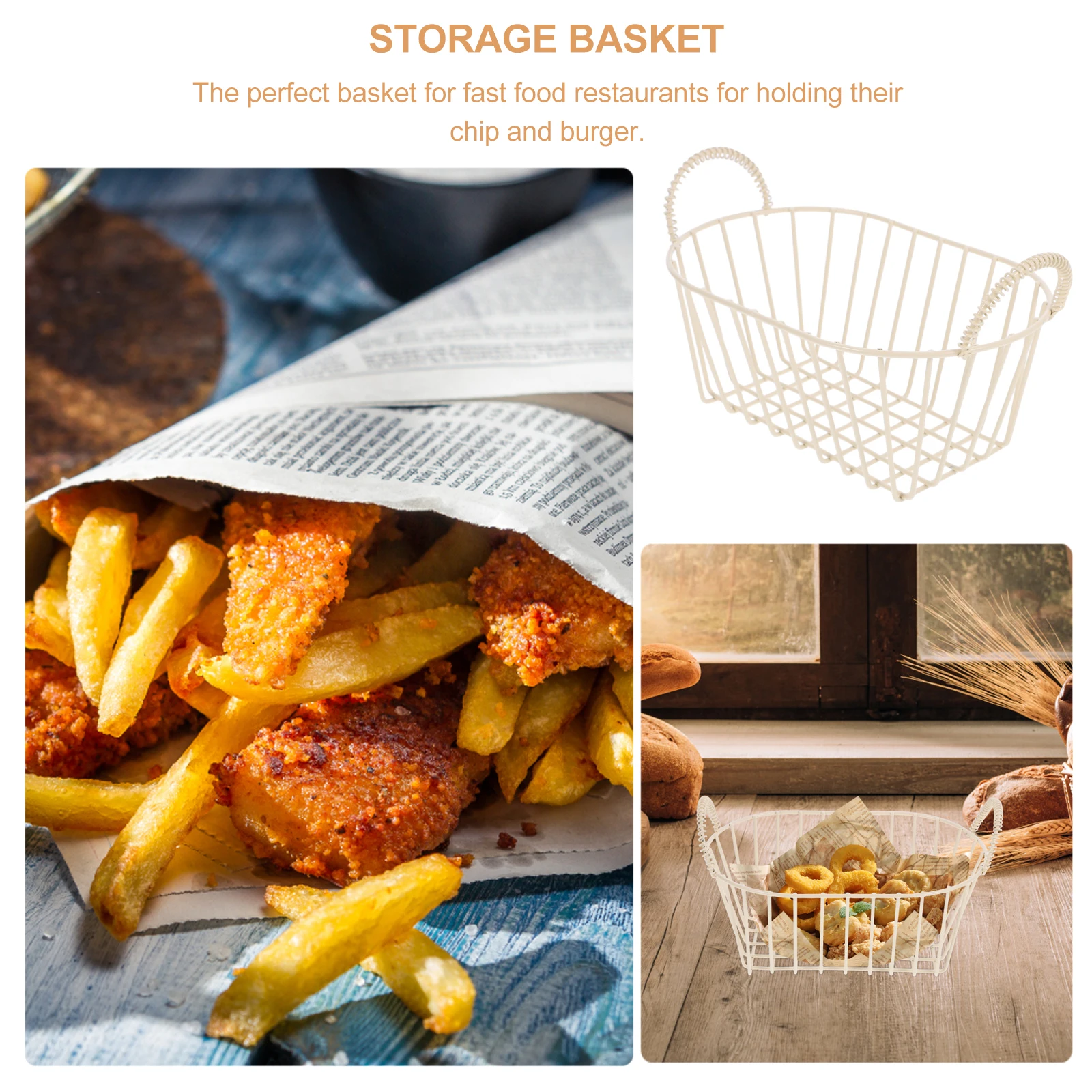 

Vintage Iron Fruit Basket Small Metal Wire Storage Snack Organizer Baskets Bread Serving Compact Space Saving for Home Decor