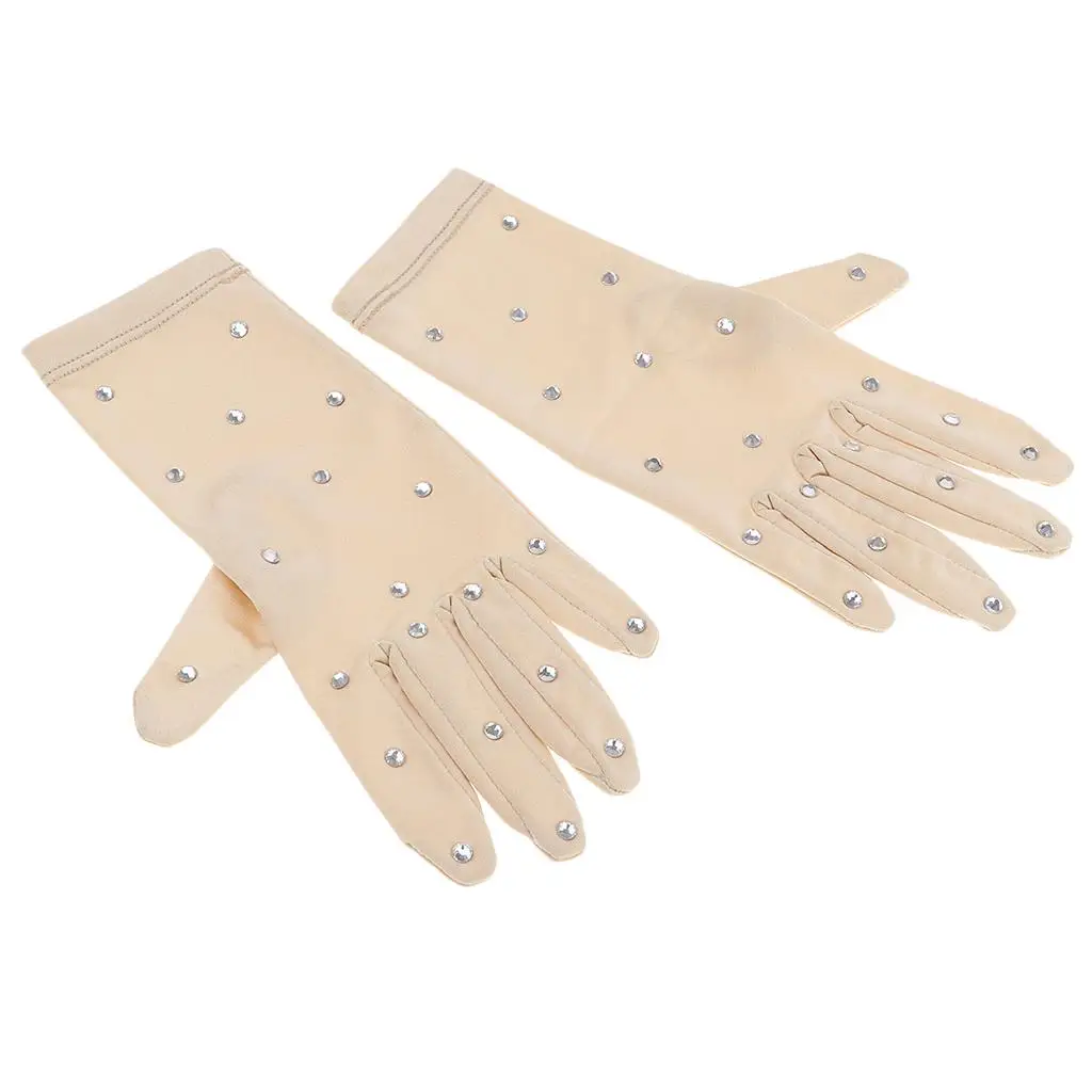 Breathable Ice Skating Performance Gloves Skin Color Figure Skating Supplies for Girls Women Artistic Skating Outfit
