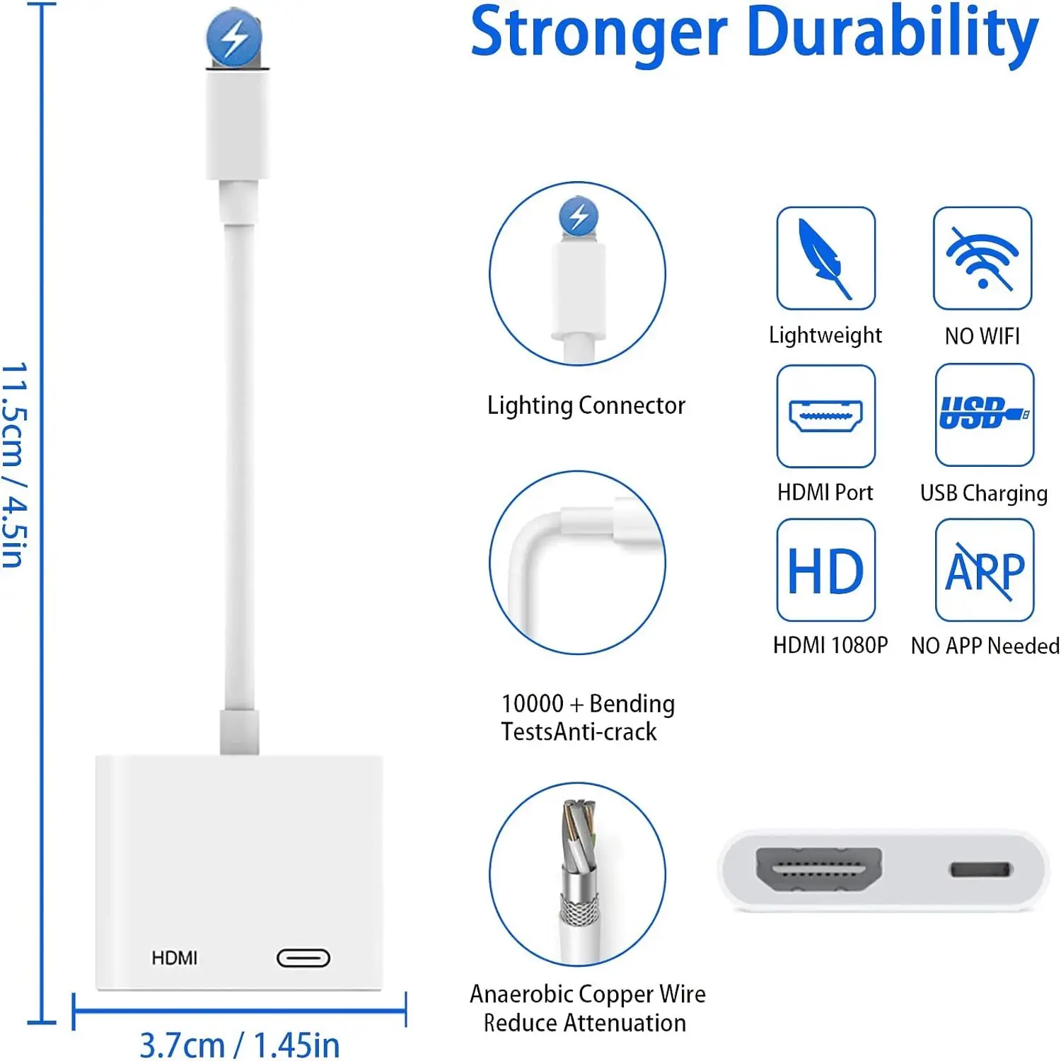 8Pin Port to HDMI Adapter 1080P Screen Converter Compatible iPhone to HDMI Adapter for iPhone iPod Models TV Monitors Projector