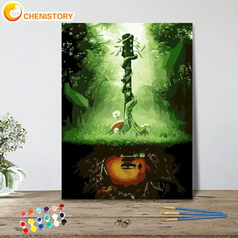 

CHENISTORY 40x50cm Frame Painting By Number Abstract Guitar Forest Picture By Number Handmade Unique Diy Gift Wall Art