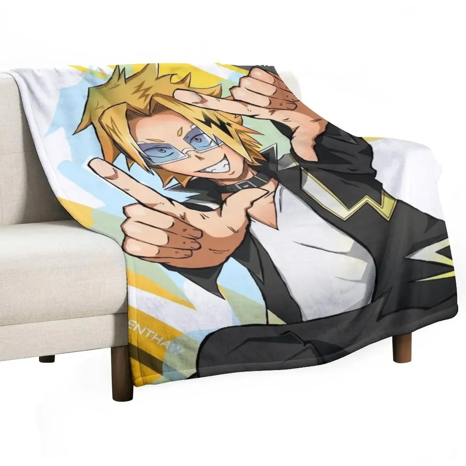 Smile! - Boku No Hero Electrifying Denki Throw Blanket for winter Soft Big Soft Beds Luxury Thicken Blankets