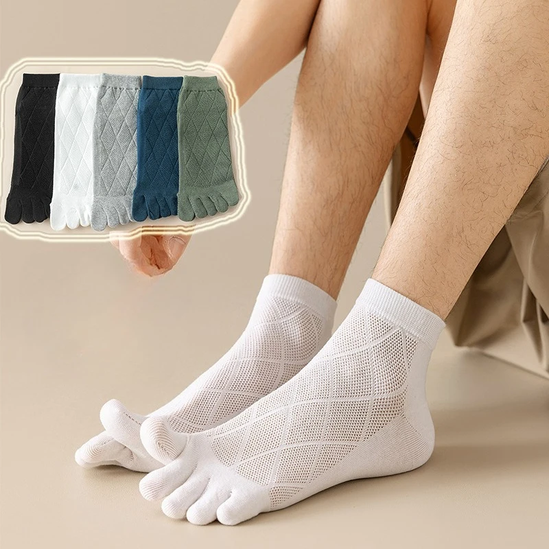 5 пар носков на пальцах, мужские носки из чистого хлопка, весенне-осенние короткие летние тонкие носки с подкладкой, сетчатые дышащие спортивные носки с подкладкой