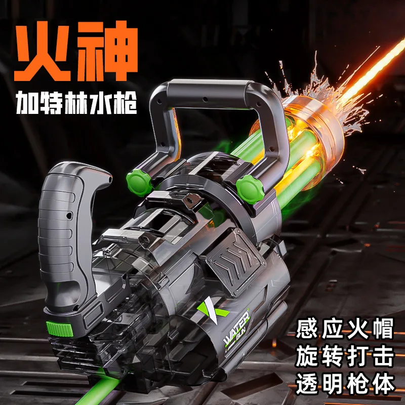 Rotating Gatling Water Gun Large High Pressure Large Capacity Backpack Playing Water Fight Outdoor Toy