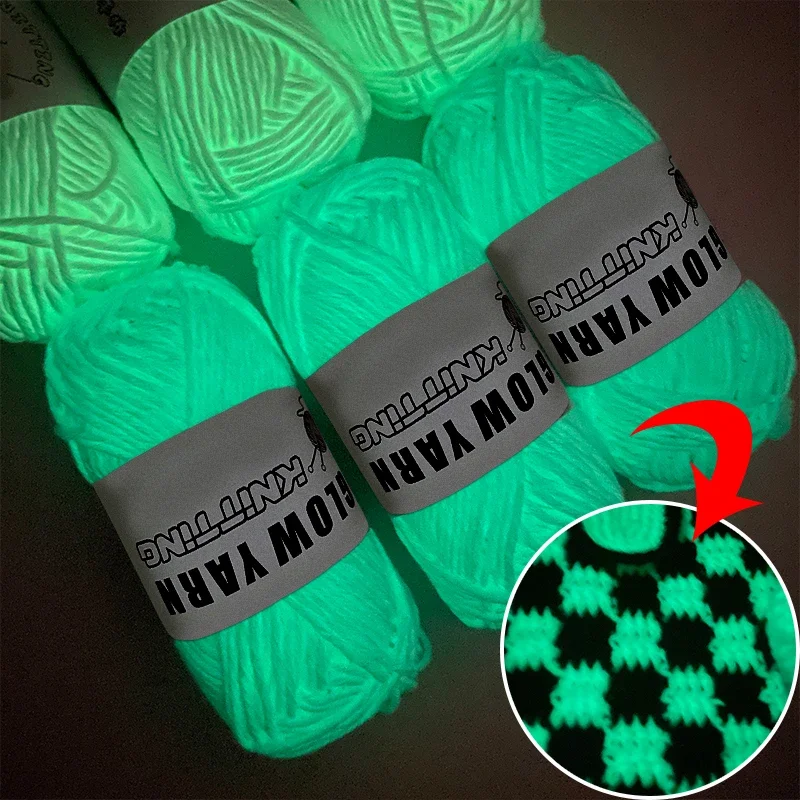 YOMDID Glowing Yarn DIY Glow in the Dark Polyester Luminous Chunky Yarn For Bag Gloves Hand Knitting Novel Functional Yarn 2mm