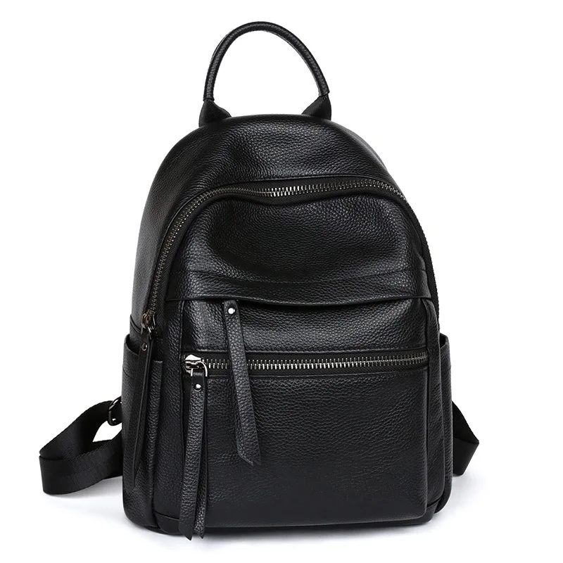 New Women's Leather Backpack Fashion Versatile Leather Large Capacity School Bag